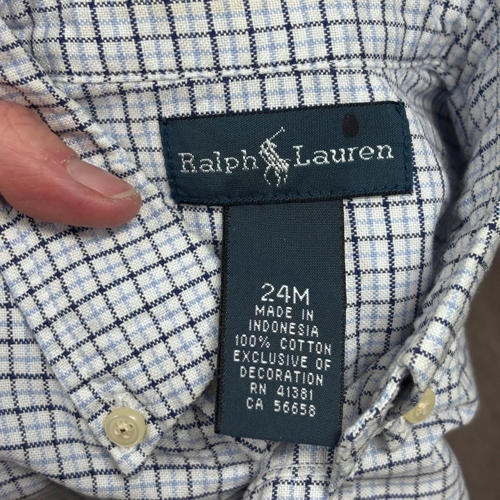 GrowwMe Bndle Ralph Lauren Kids 24mo + GAP 2T Checkered Button Down LSS Set